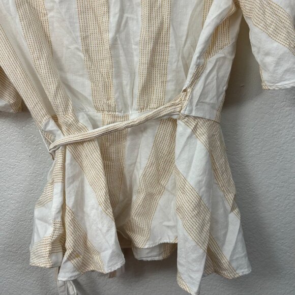 Loft Striped Flutter Sleeve True Wrap Blouse Side Tie - Picture 8 of 11